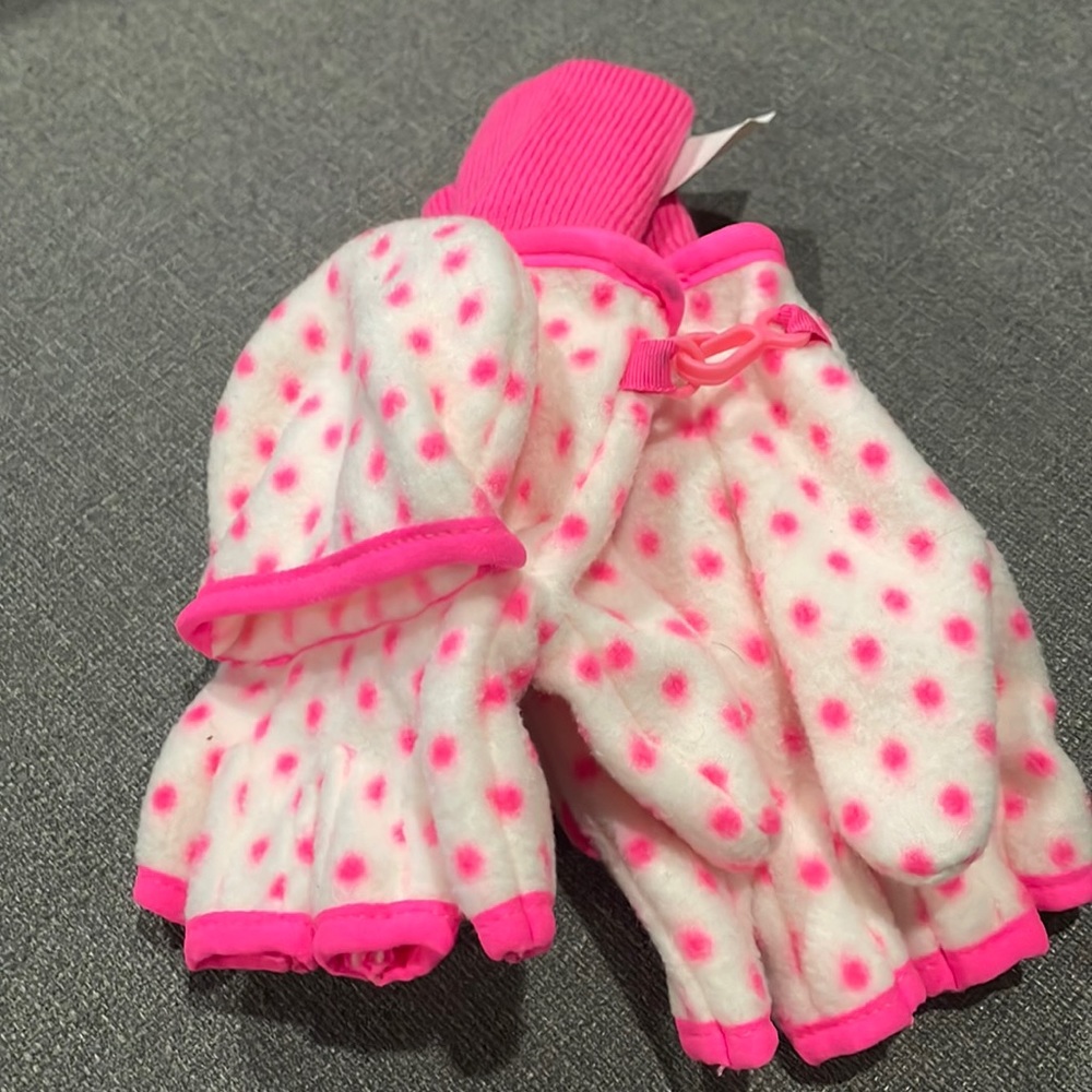 Gap Kids Hot Pink with White Polka-Dot Free Finger Mitten - Picture 1 of 7
